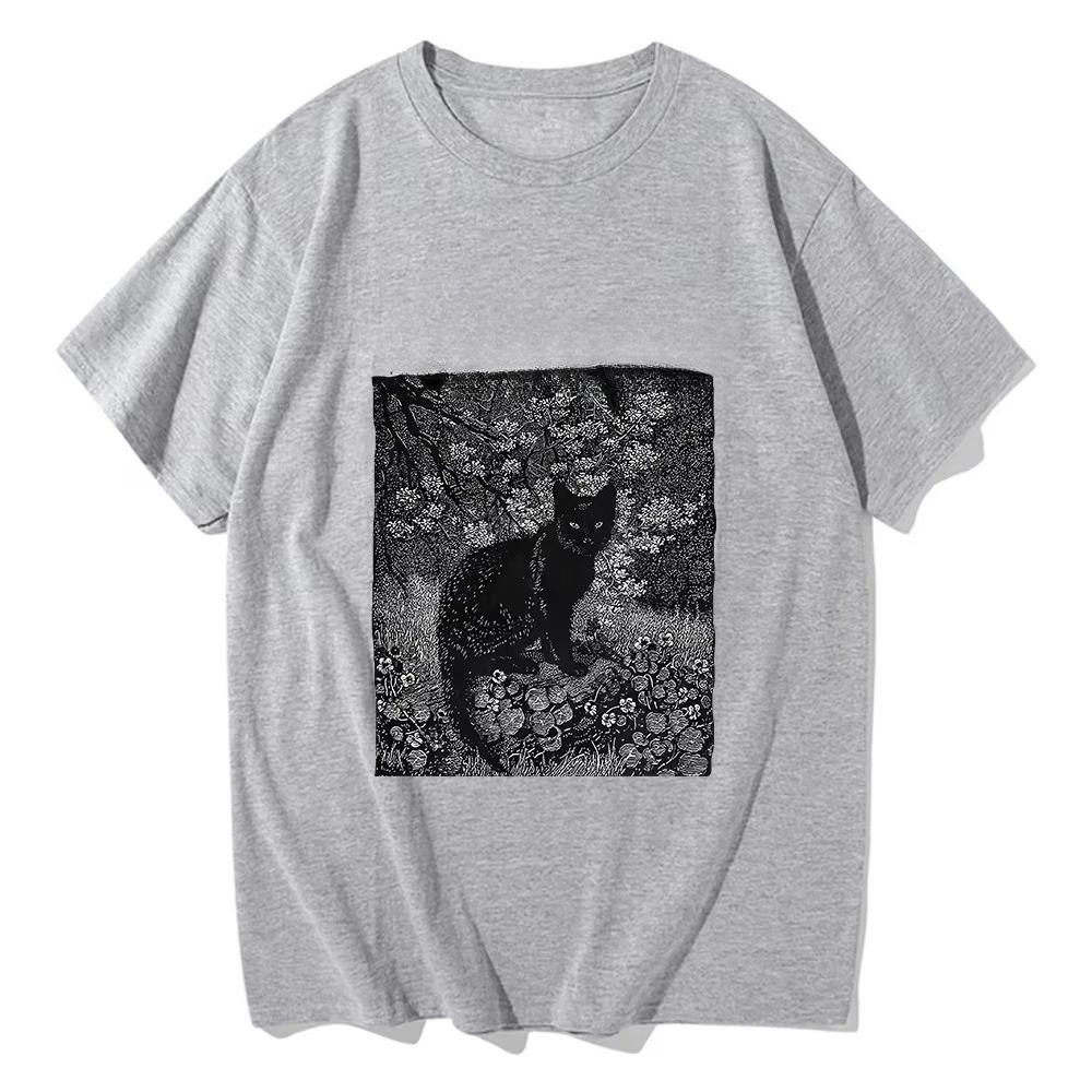 Rock Band T-shirt Cat Funny Cartoon Printing Tee-shirt Cotton Soft Short Sleeve Tshirts Summer Tee Autumn and winter innerwear