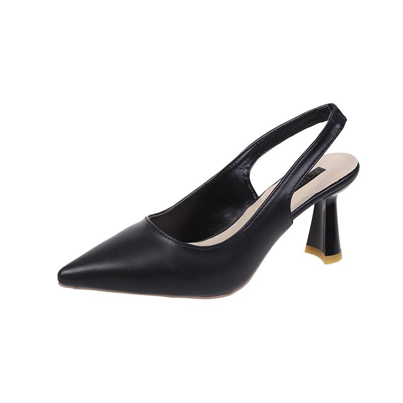 Fairy Style Backless Thin Heel Sandals: Women s 2024 French Pointed Toe High Heels 40