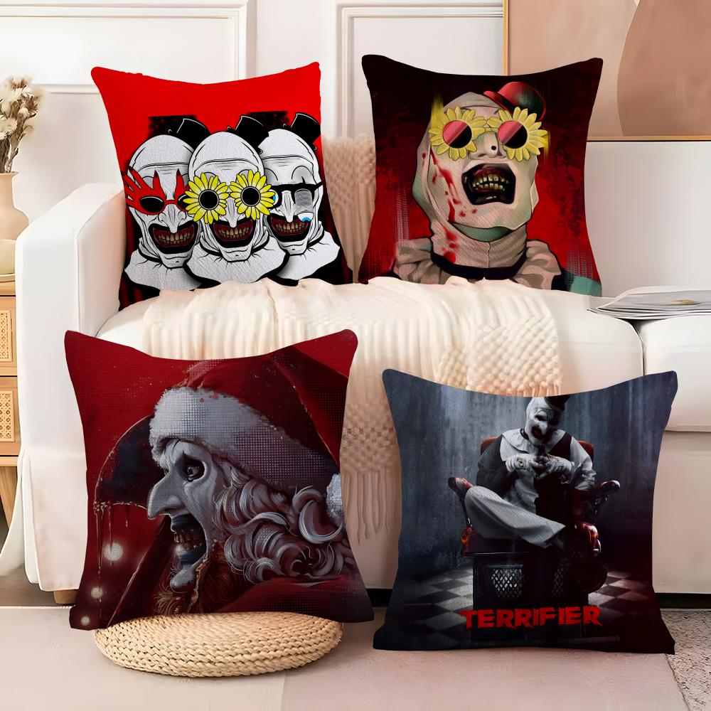 Pillow Case Cotton Linen Fabric Square Zipper Pillowcase Home Decorative Living Room Slasher Film T-Terrifier Horror Movies 3
