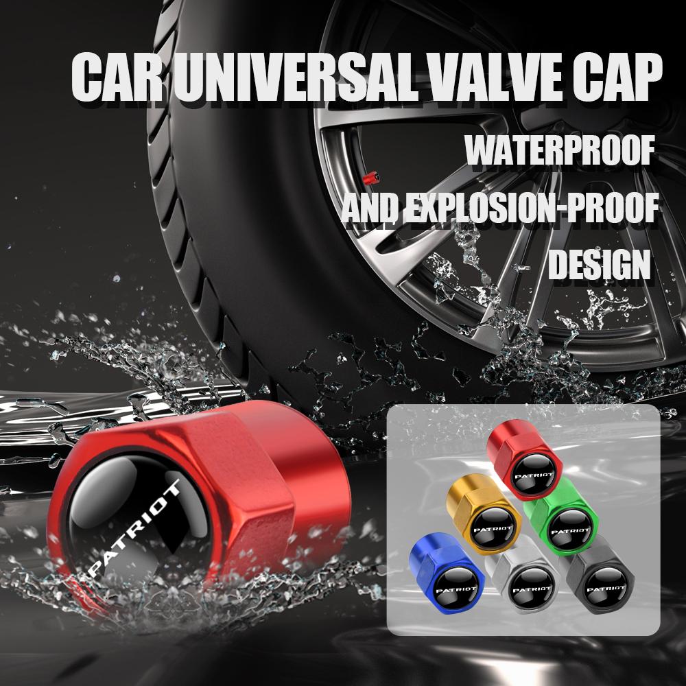 4Pcs Car Tyre Valve Caps Wheel Tires Air Stem Protective Cover For Jeep Grand Cherokee Wrangler JK Gladiator Compass Accessories