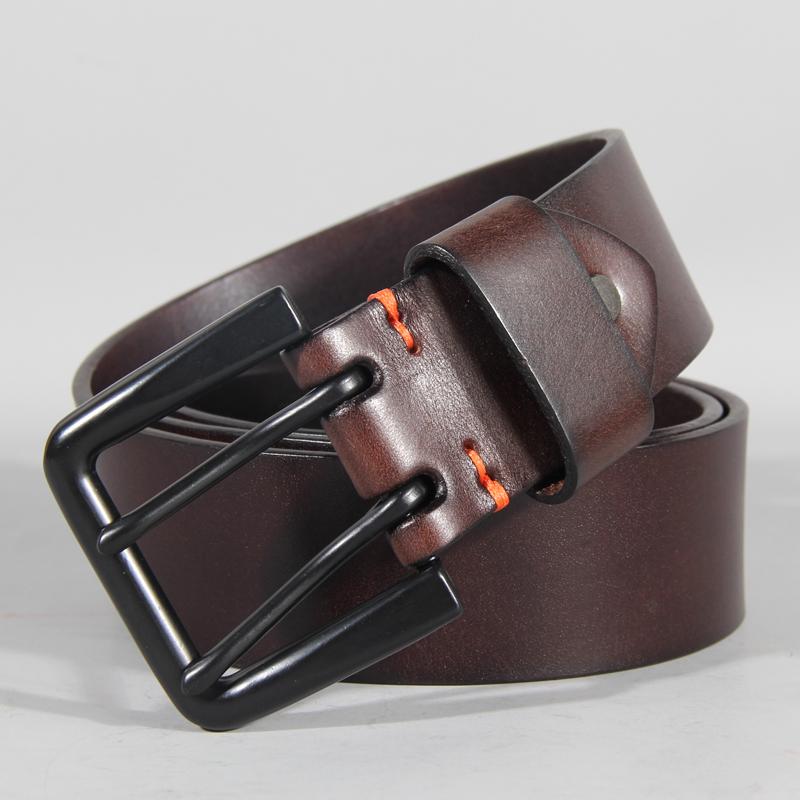 4.4cm Men's Double-hole Cowhide Leather Belt Casual Retro Hand-made Luxury Two-claw Pin Buckle Design Belts Jeans