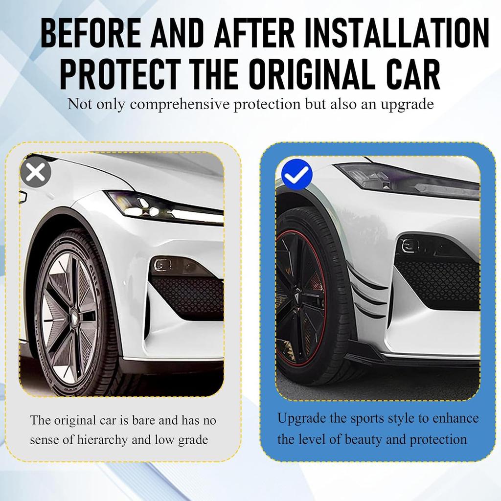 Pack-6 Car Spoiler Canards Kit, Universal Auto Front Bumper Lip Splitter, Body Anti-Collision Diffuser, Exterior Soft Rubber Decorative Stickers
