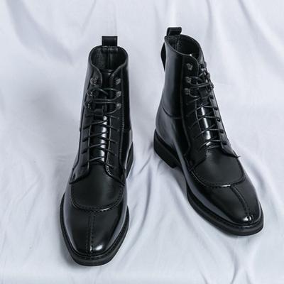Stivali da Uomo in Pelle Stivali a Punta Eleganti da Lavoro Stivali Stringati High-Top per Uomo Marca Stivaletto Casual Stivali2025