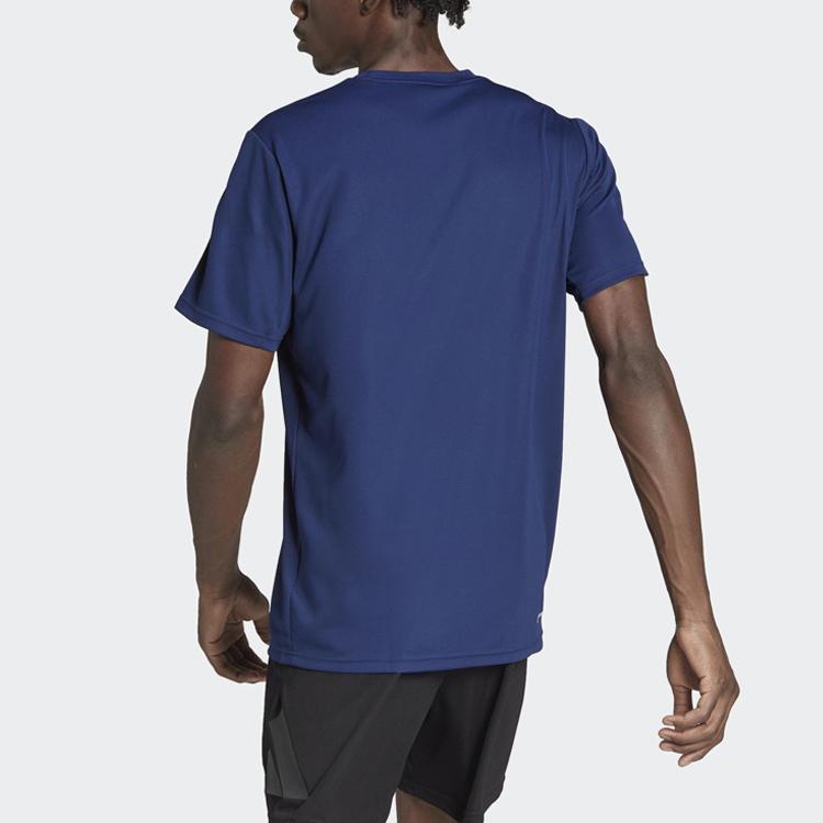 Adidas 3-Stripes Color Block Crew Neck Short Sleeve T-Shirt Men Tops Dark-Blue IB8152