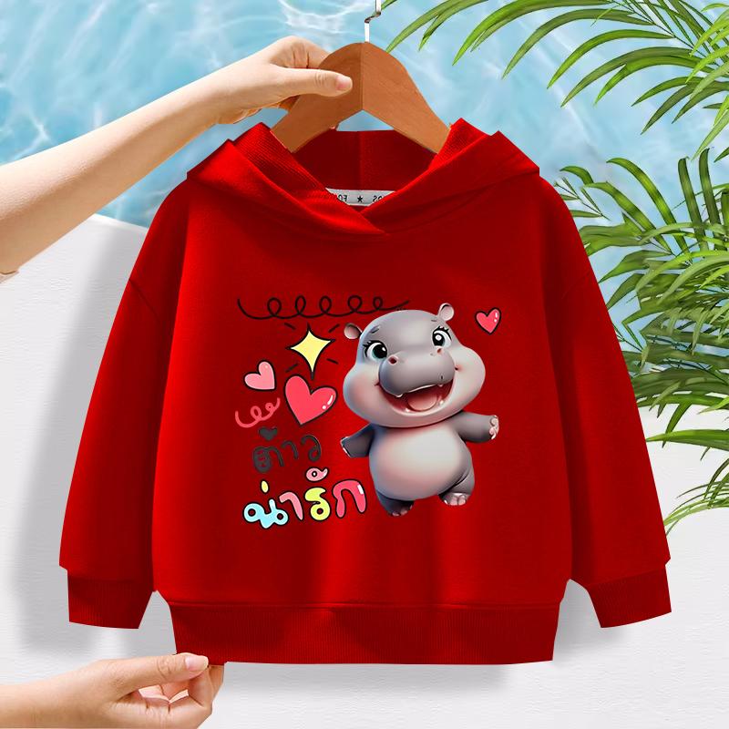 

Новая модная толстовка с милым мультяшным принтом гиппопотама для детей, на каждый день, 100-160 см, мужской и женский стили 100