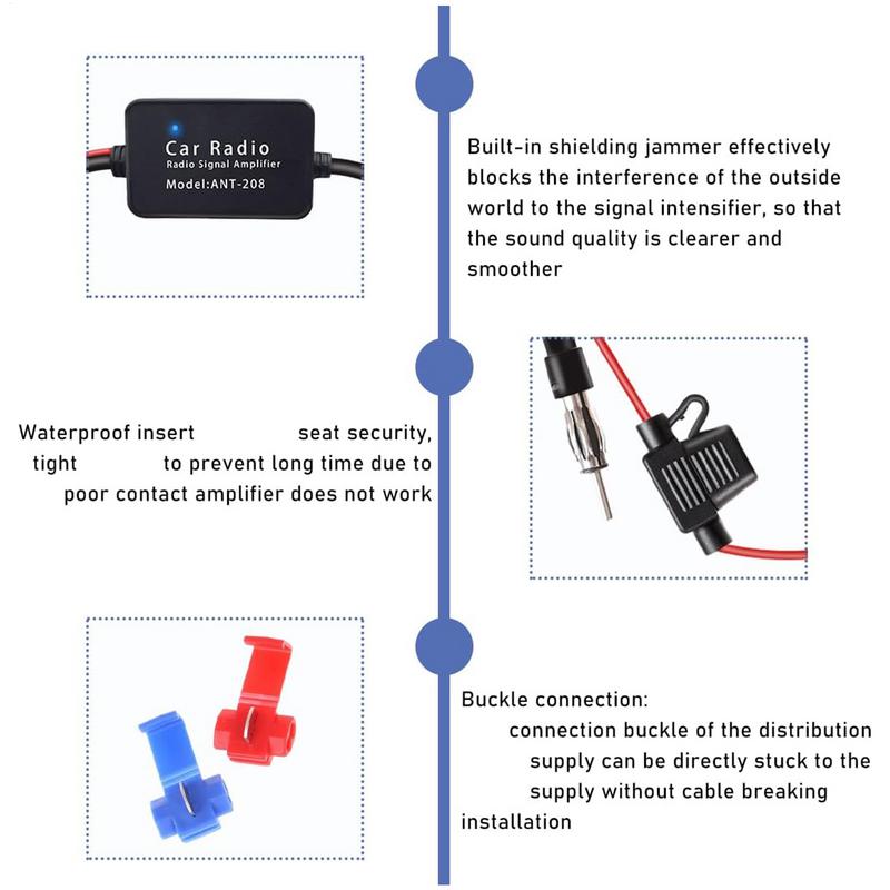 Car Radio Antenna Booster 12V Car Fm Radio Antenna Signal Booster Antenna Signal Amplifier Antenna Booster For Car Accessories