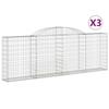 VidaXL Paniers à gabions arqués 3 pcs 300x30x100/120 cm fer galvanisé, gabion, cage de gabion, panier de mur de gabion, mur 3146522