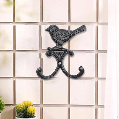 Cast Iron Bird Wall Hook Courtyard Hanger Garden Double Hooks for