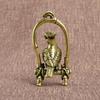 Antique Copper Crafts Bird Cage Parrot Figurines Miniatures Desktop Ornaments Brass Animal Bird Key Chain Pendant Jewelry Decors