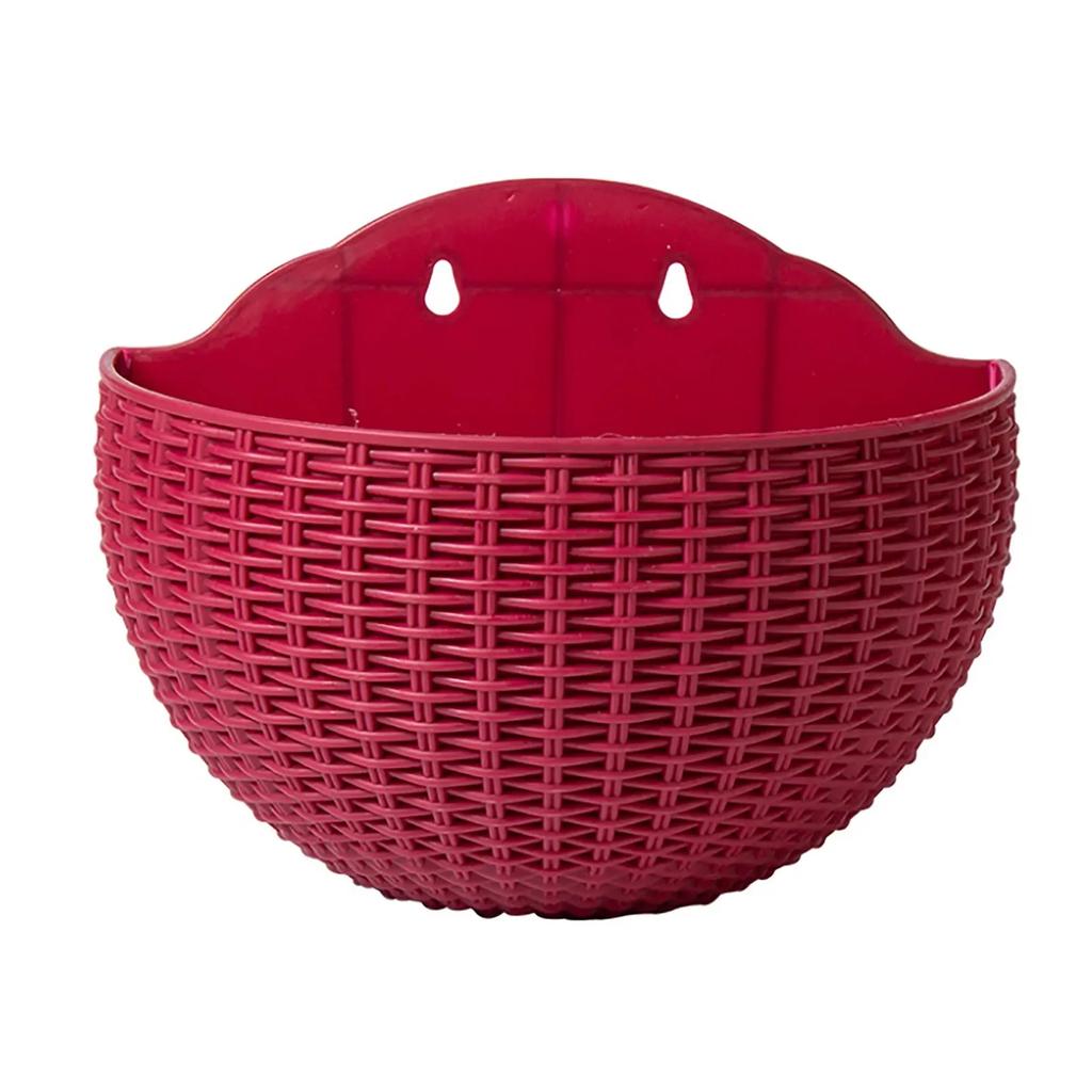 Imitation Rattan Wall-mounted Semi-circular Flower Basket No-punching Outdoor Garden Balcony Hydroponic Flower Pots Home Decor