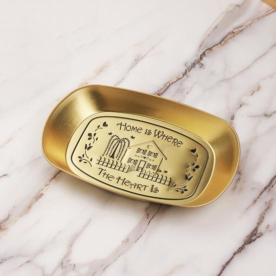 Outdoor Camping Fruit Plate Heavy Duty Vintage Tinplate Fruit Dish Multi-purpose Treats Candies Desserts Snacks Serving Tray