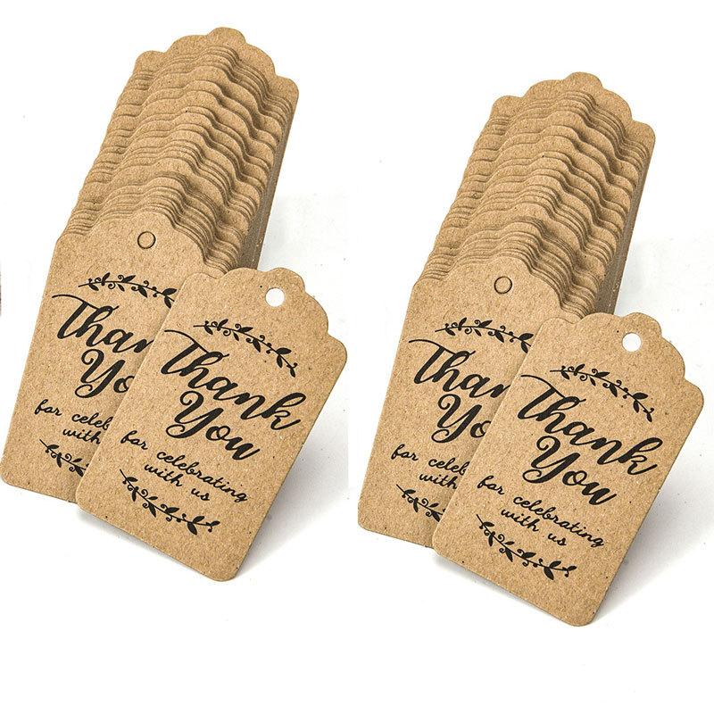 Thank You Hang Tag DIY Handmade Thank You Hang Tag Holiday Gift Hanging Card Label Party Wedding Decoration 100 Pcs/pack