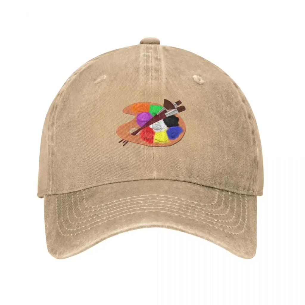 Paint Palette with Artist Brushes (White Background) Baseball Cap Fashionable Derby Hat Womens Beach Unisexs