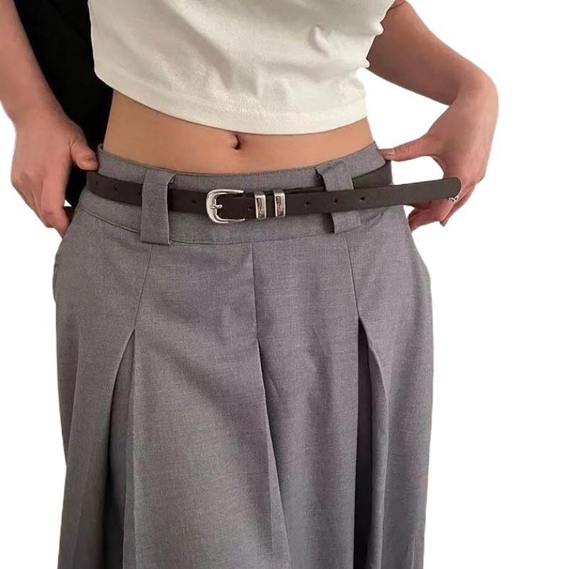Chic Minimalist Womens Belt With Silver Metal Circle Buckle Perfect For Outfits