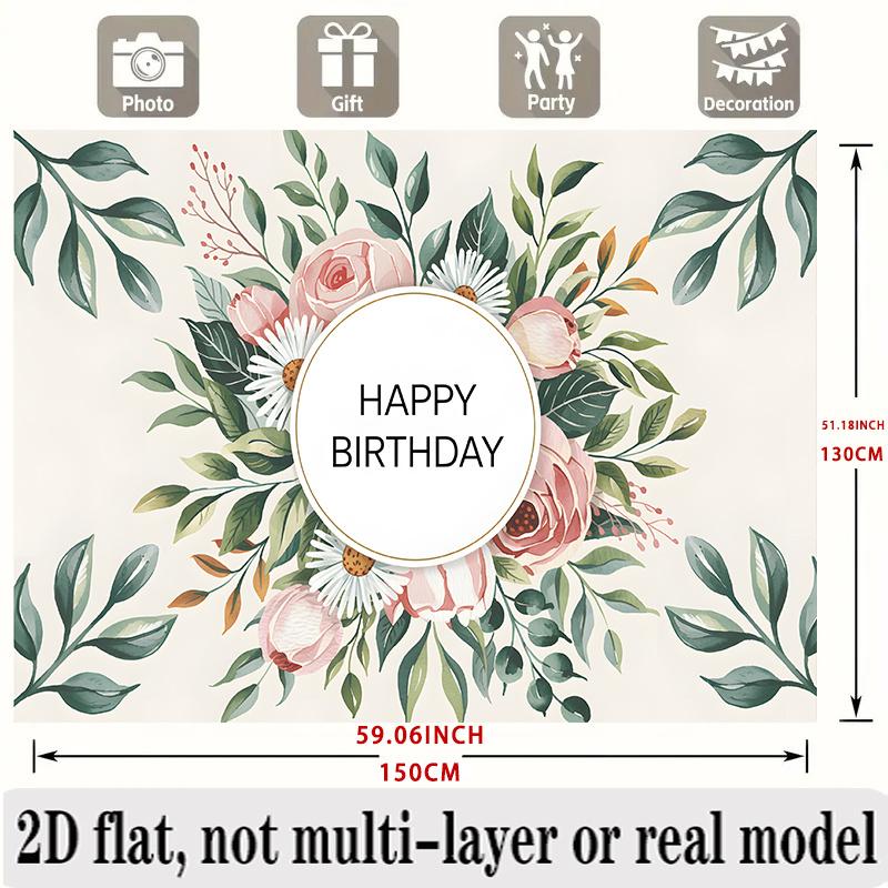 Party Backdrop Floral Pink Greenery Elegant Flat Soft Roses Wedding Shower Photo Background Decor Wedding Decor