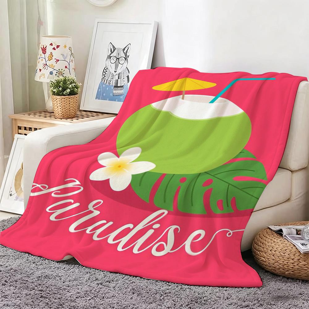Classic motif S-Summer Beach Vibe Throw Lightweight 240g Flannel Blanket Soft Skin-friendly for Summer Cooling