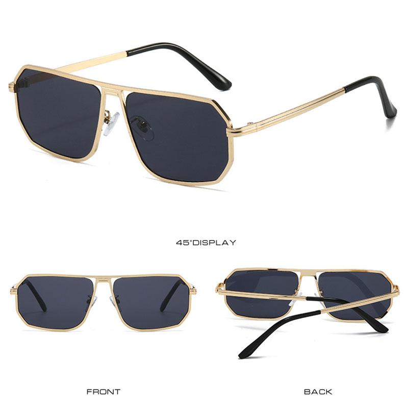 Timeless High End Designer Style Retro Trendy Oversized Alloy Metal Square Shaped Female For Both Male Sun Glasses