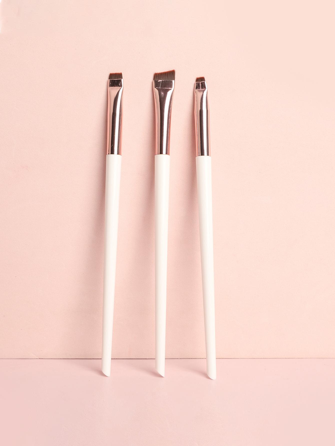 

3Piece Flat Oblique Makeup Brush for Eyebrows and Concealing Soft Dual-Use Cosmetic Tool for Professional and Personal Use белый