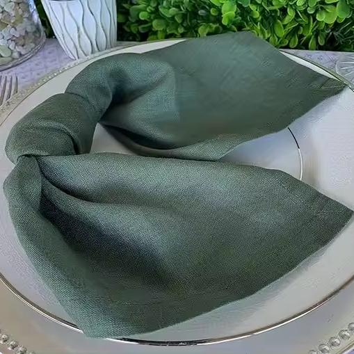 Plain Sage Green Embellish Kitchen Napkins Cloth Restaurant Wedding Table Decor Custom Reusable Cotton Tea Towel Linen Napkins