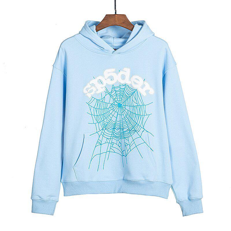 Amerikanischer Stil Sp5der 55555 Spinnennetz Schaumstoffdruck Lockerer Frottee Hoodie für Herren
