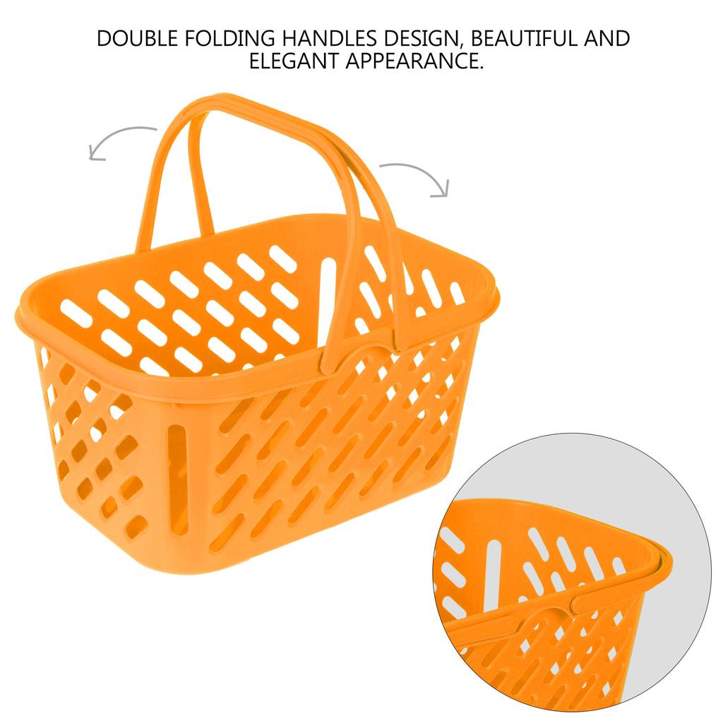 Cesto da Shopping in Plastica con Manici Doppi Ispessiti Cesto portaoggetti di Grande Capacità Organizzatore Portatile per la Spesa Fornitura per Supermercato