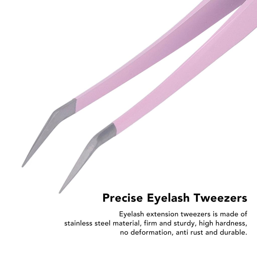 Eyelash Extension Tweezers Professional Stainless Steel Precise Bent Lash Tweezers for Fanning