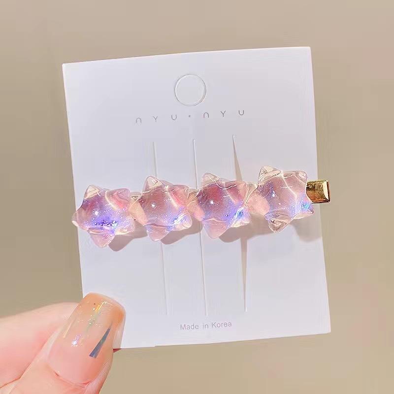 Nová módní gradientní hvězdná sponka do vlasů pro ženy Korejská roztomilá lesklá Y2K stříbrná kovová boční ofina klip BB klip Dívčí vlasové doplňky