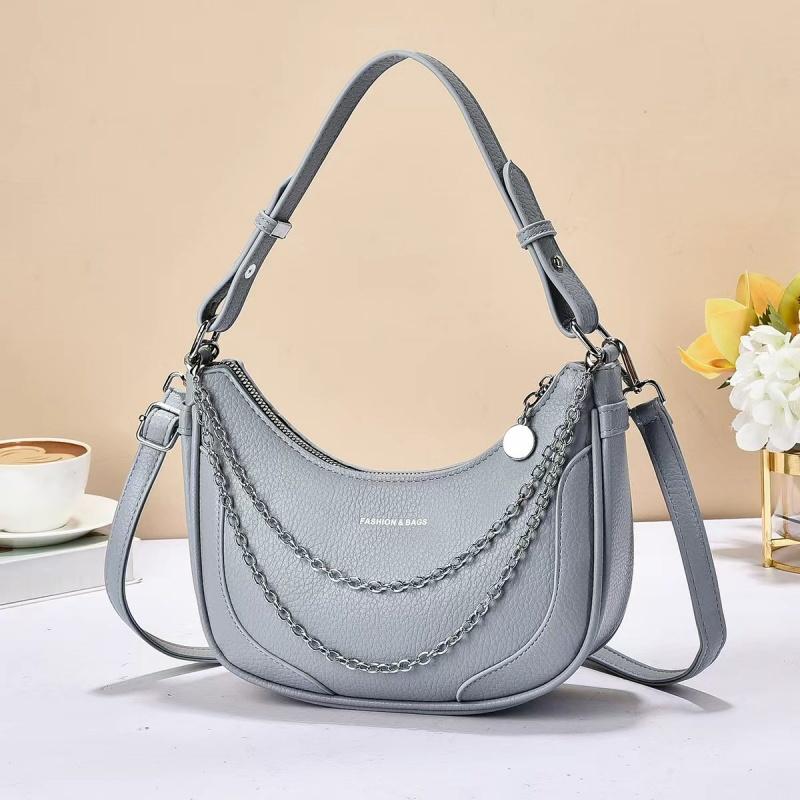 Women's Crescent Shoulder Bag - Multi Layer Chain Detail Fashion Crossbody Bag Suitable for Daily and Party Women's Gift