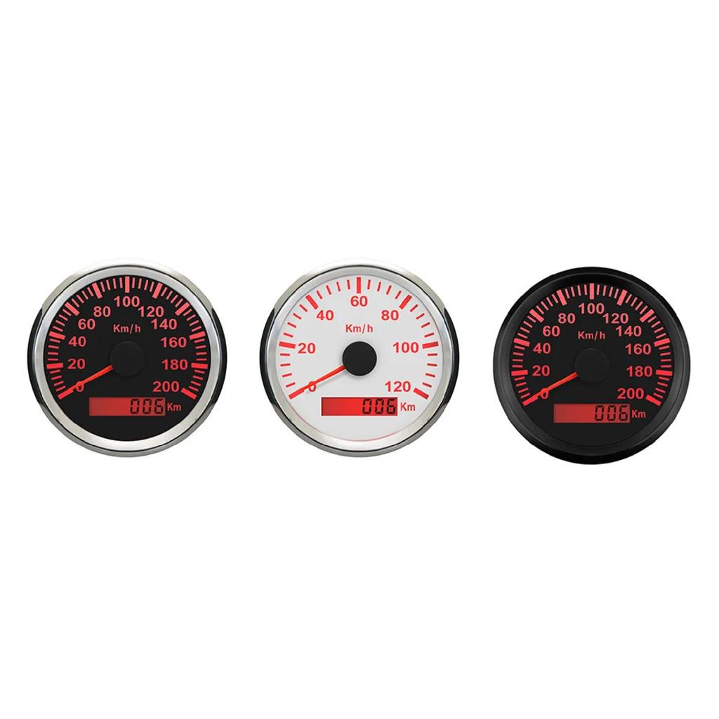 Universal 85mm GPS Speedometer Gauge 120km/h 200km/h for Car Truck Boats Motor Auto with Red Backlight 12V 24V With GPS Antenna