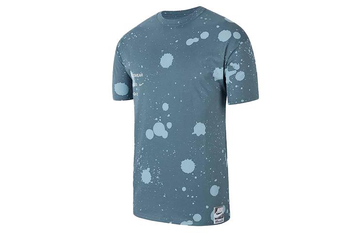 Nike T Shirts Men's Ozone Blue Crew Neck Moderate Straight Fit CW0381-031