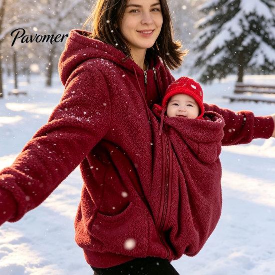 Hands Free Dog Holder Pet Pouch Zip-up Hoodie for Women, Cat Carrying Pocket Hooded Kangaroo Sweatshirt Sweatshirt, Winter Warm Fleece Long
