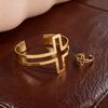 2025 Women's Geometric Open Bangle Ring Set: Metal Design with Retro Flair