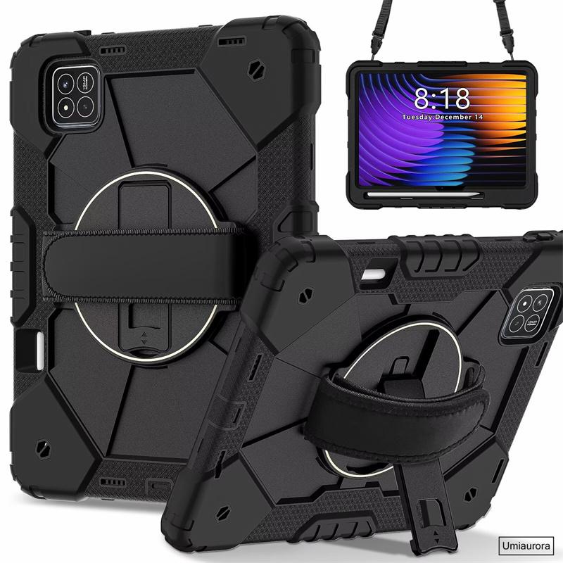 Pour Xiaomi Mi Pad7 11.2 Pad 5 6 11" 6S Pro 12.4" 7S Pro 12.5 Pouces Étui Robuste Antichoc pour Tablette avec Support Sangle Main Épaule Funda