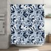 Blue White Floral Shower Curtain Modern Bathroom Decor for Home Decoration Long Lasting Waterproof Fabric with Eyelet Rings Perf