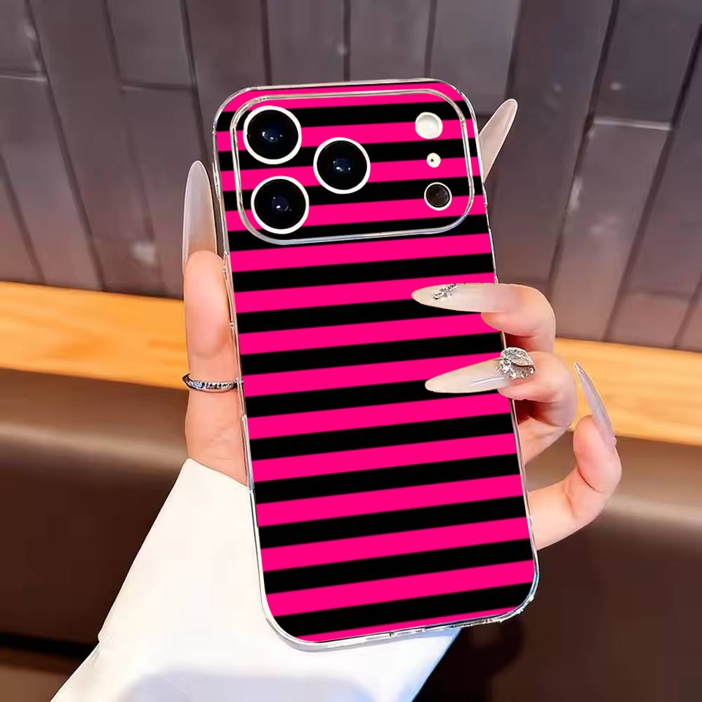 Stripe pattern Phone Case For iPhone17,16,15,14,13,12,11 Plus,Pro Max Soft Transparent Cover