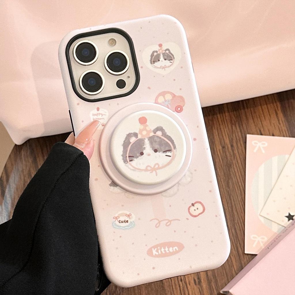 Cartoon Cute Kitten Magnetic Bracket Phone Case