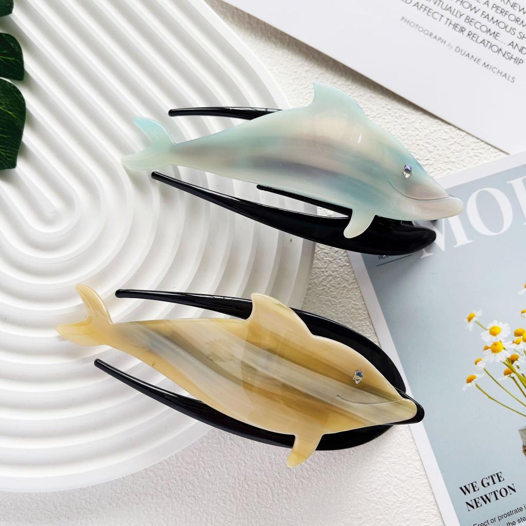 1pc acetate dolphin dovetail clip large horizontal clip, versatile hair gripper on the back of the head, suitable for thick hair