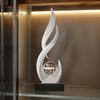 Elegant Craftsmanship Statue Abstract Decorative Sculpture with Clear Crystal Ball, Modern Flowing Curve Tabletop Decor Golden for Office Desk