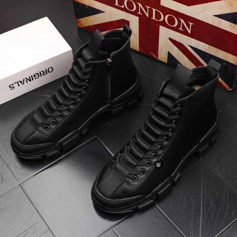 

Luxury Sports Boots Lace-up men s ankle platform soles Everyday outdoor boots Zapatos Hombre b8 44 чёрный