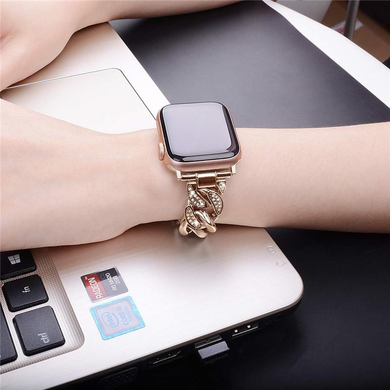 Diamond Strap For Apple Watch Band Ultra 2 49mm 45 41 42 46 38 40 44mm Link Bracelet Corre iWatch Series 10 9 8 7 6 5 4 3 SE