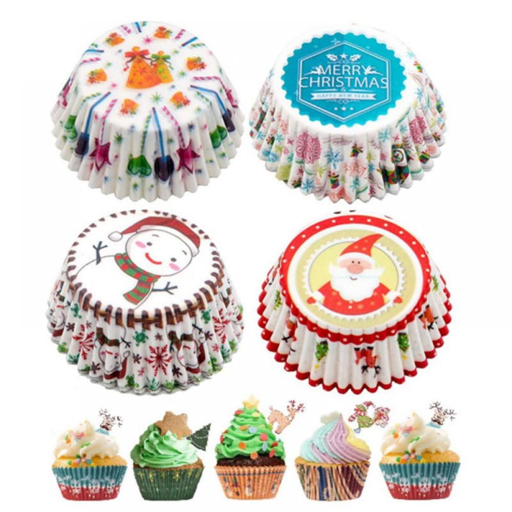 Cupcake-Förmchen Wiederverwendbar Antihaft Backförmchen Regenbogen Floral Weihnachtsdesign Muffin-Förmchen zum Backen von Cupcakes Kuchen Dekoration