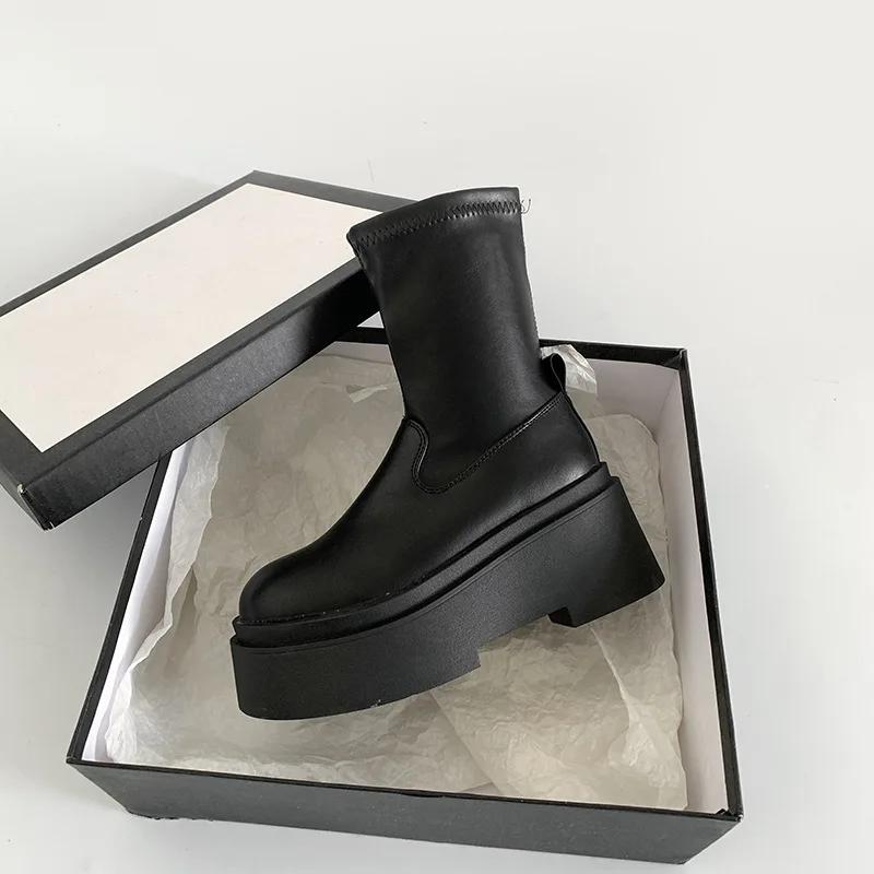 Streetový styl Podzim Zima Dlouhé Kozačky po Koleno Dámské Módní Platforma Vysoké Podpatky Boty Nazouvací Párty Botas Mujer