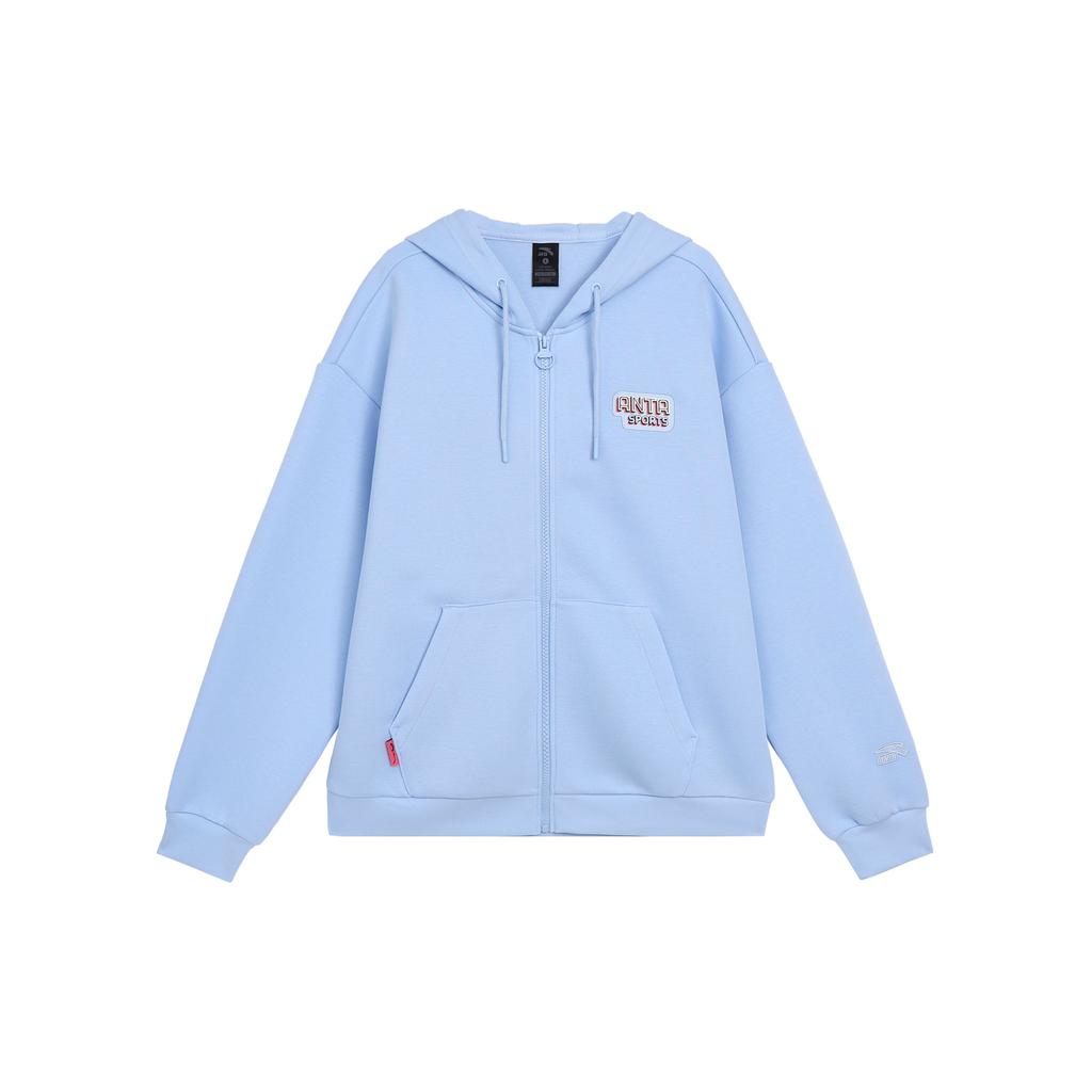 Anta Printed Letter Zipper Hoodie Women Hoodies Eiffel-Blue 162318702-4