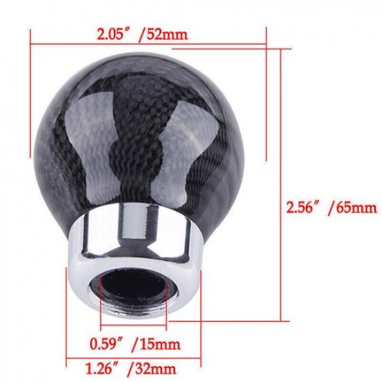 Carbon Fiber w/ adpaters MT Manual Gear Shift Knob Stick Resin Round Ball Shape`