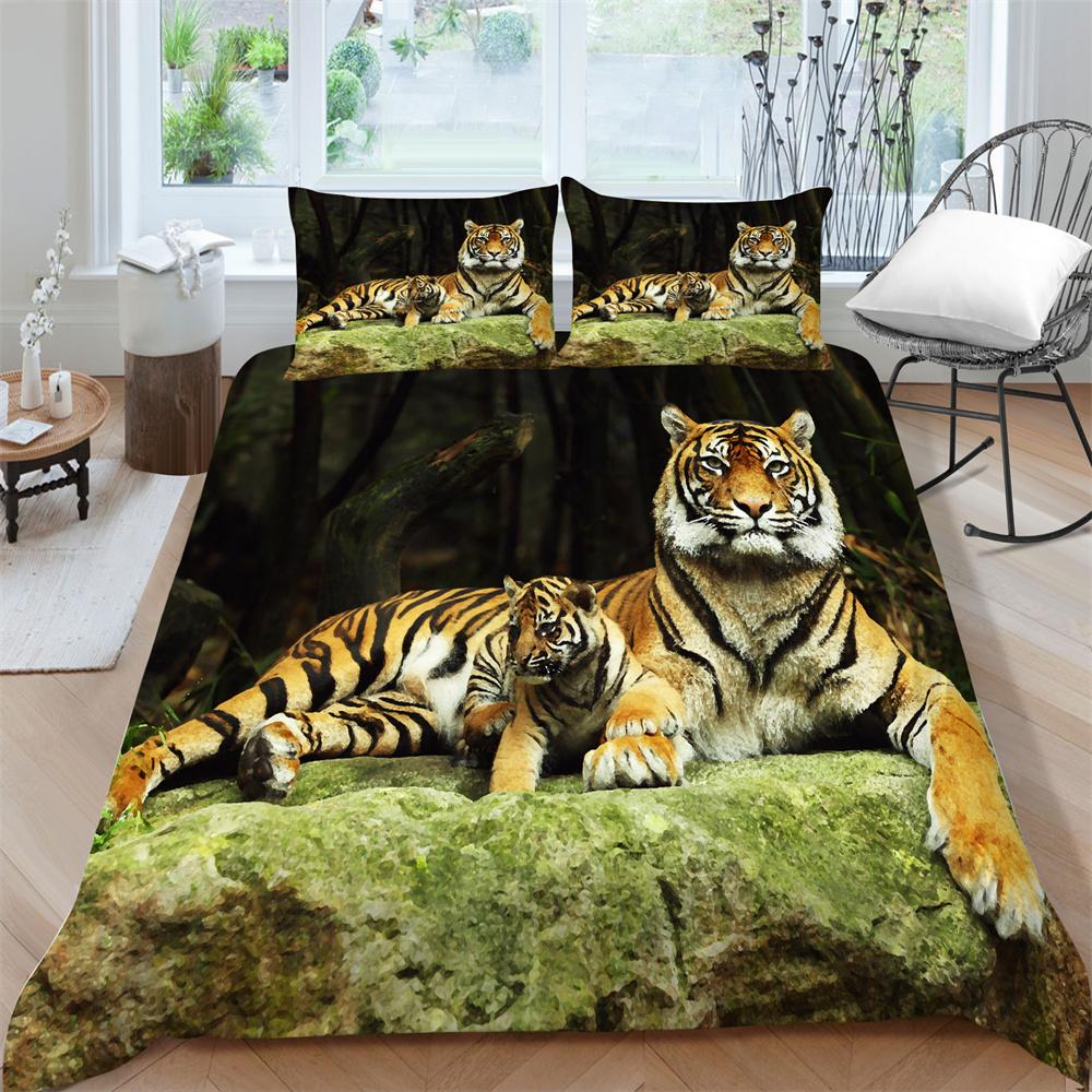3D Bedding Set Tiger Print Quilt Cover Soft Breathable Comfortable Comforter Duvet Covers Pillowcase  Polyester