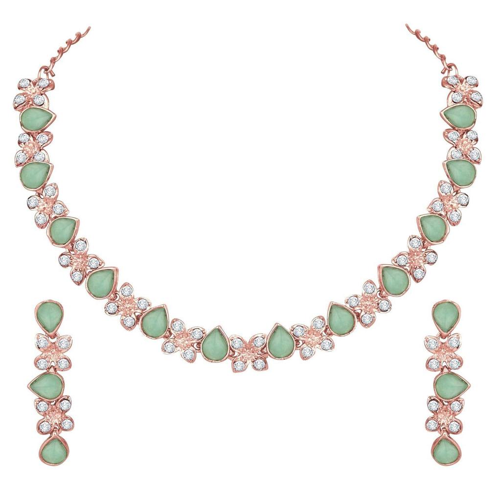 Excellent Flower Design Silver Plated Alloy Princess Style Necklace Set for Women