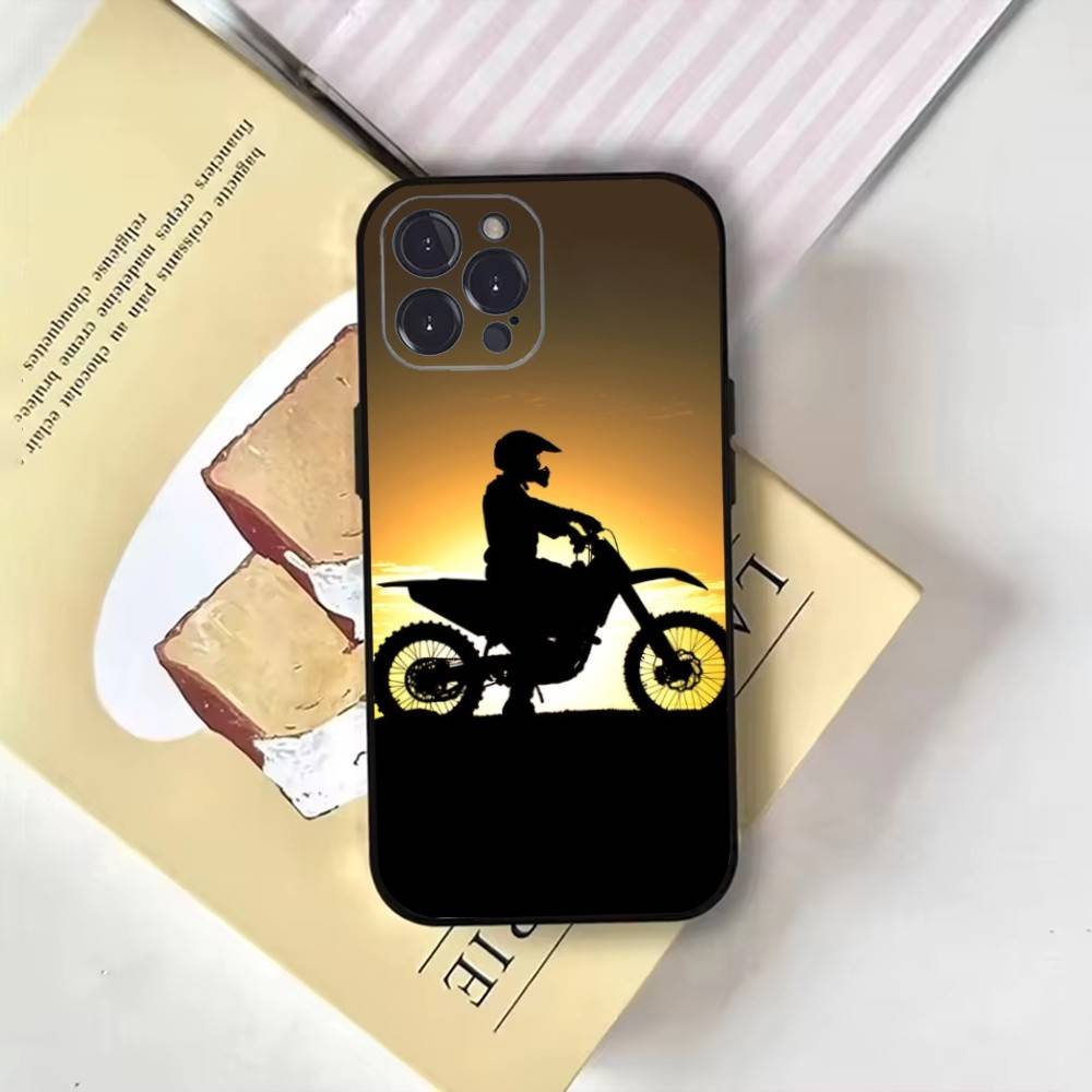 

1pc Moto Cross Motorcycle Sport Phone Case For iPhone17,16,15,14,13,12,11 Plus,Pro Max,Soft Black Cover iPhone16