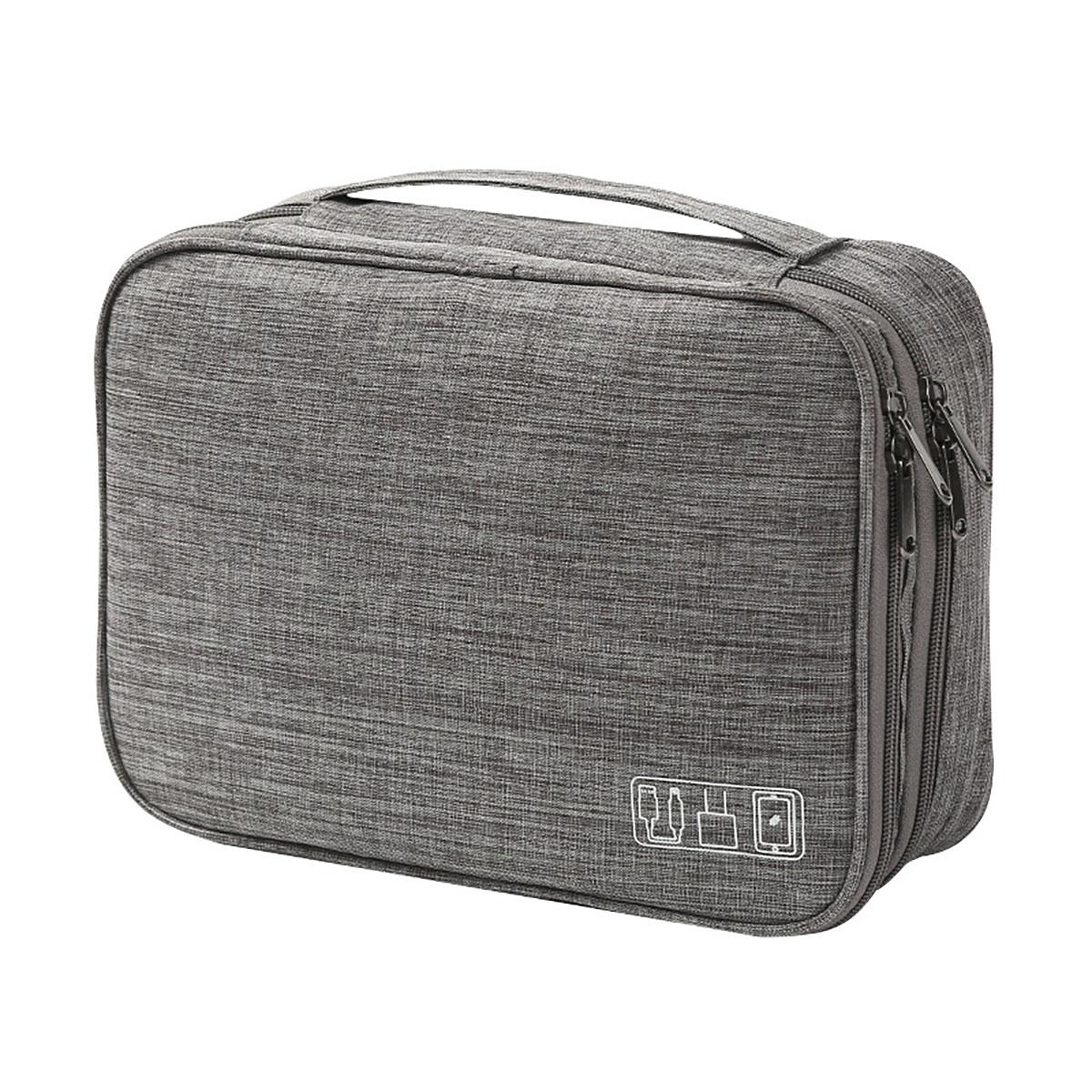 

Черная сумка для хранения электронных аксессуаров из ткани Оксфорд, дорожная сумка Cube, портативная сумка-органайзер для наушников и кабеля передачи данных, офисные принадлежности серый