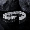 HipHop 12mm Wide Brass Gold Plated Rock Sugar Chain Zircon Tennis Bracelet Cross-Border Cuban Style Men Trendy Bangles