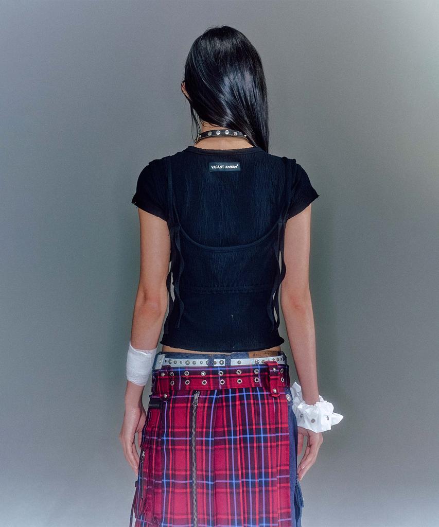 Beikeonteuakaibeu Bajess Layered Skirt Check Red Blue